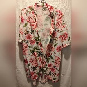 Show Me Your MuMu Floral Kimono Robe in White, Pink and Green One Size